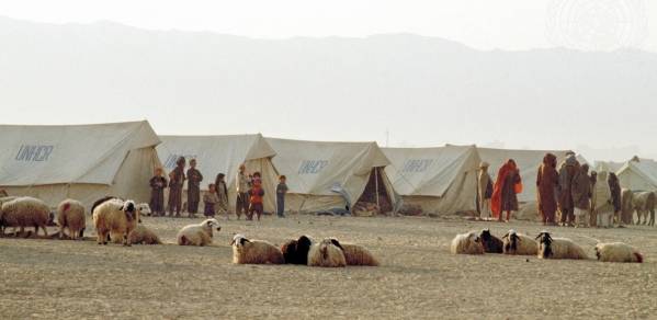 Afghanske flygtninge i Pakistan i 2001. Foto: UN Photo/Luke Powell.